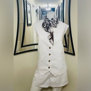PrettyGarden White Vest and Shorts Set